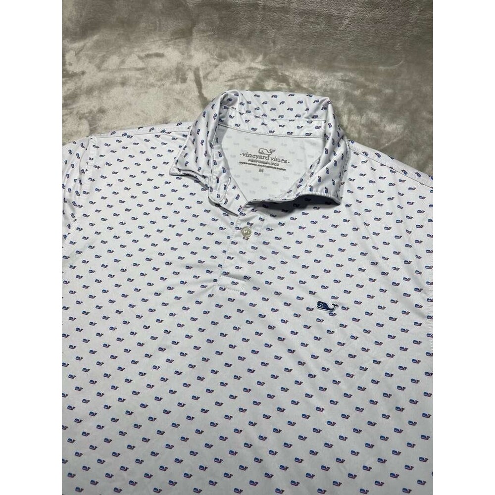 Vineyard Vines Performance Polo Shirt Men Medium White Golf Outdoor Short Sleeve